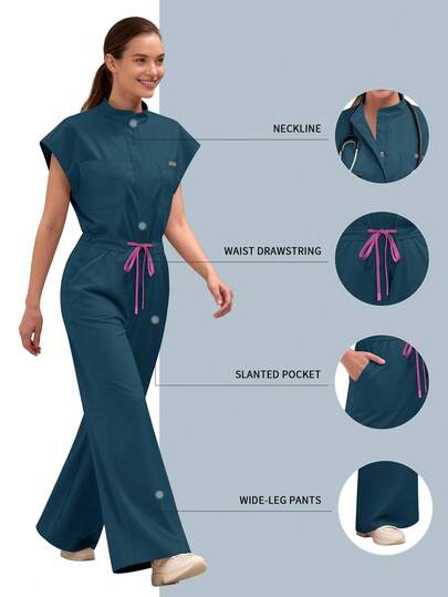 Women's Clinical Scrubs, Hospital Surgical Uniform, Beauty Salon & Lab Workwear With Pockets, Dental Scrub Top, Nursing One-Piece Uniform, New Style