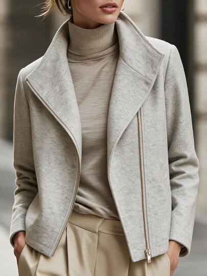 SHEIN Summer Women's Wool Blend, August Festival, Outdoor Wear Wool Blend, Beach Vacation, Holiday Outdoor Wear, Light Gray Women's Wool Blend, Short Sleeve Open Front Loose Fit Women's Wool Blend Jacket, Vacation Wear, Vacation Women's Wool Blend Jacket,