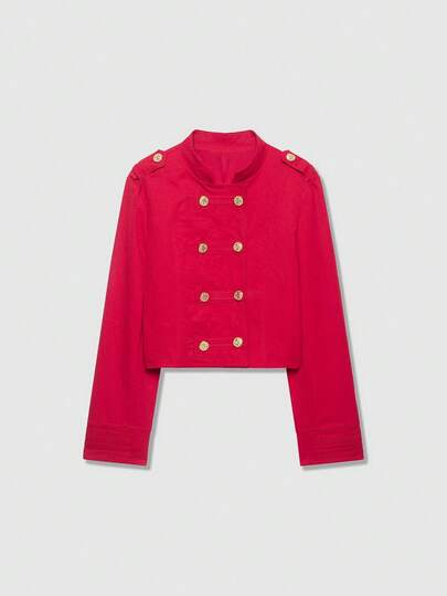 Women's Long Sleeve Stand Collar Vintage British Style Slim Fit Napoleon Jacket