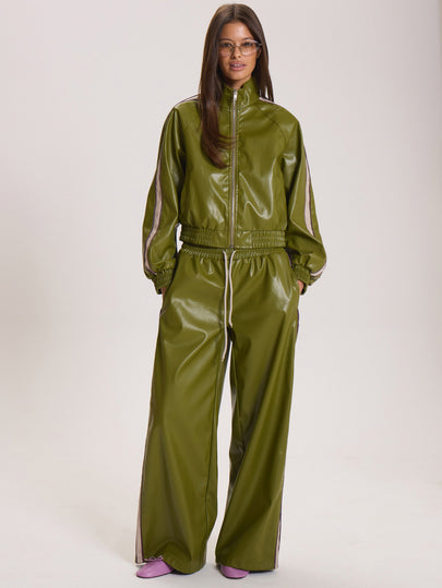 MUSERA Faux Leather Elasticated Waist Loose Fit Wide Leg Trouser Winter Fall Cute Everyday Coolgirl Mullburn Hill