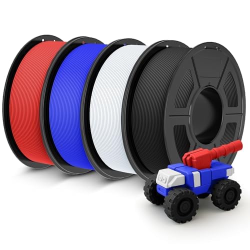 JAYO Rapid Matte PETG Filament 1.75mm 4.4KG Bundle, PETG Matte 3D Printer Filament 4.4kg, 1.1kg per Spool, Pack of 4, Black+White+Blue+Red
