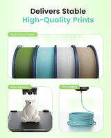 Matte PLA Filament 1.75mm, 4kg(8.8lbs) SUNLU 3D Printer Filament, Matte Surface Texture, No Clogging, Less Brittle, Black+White+Klein Blue+Olive Green