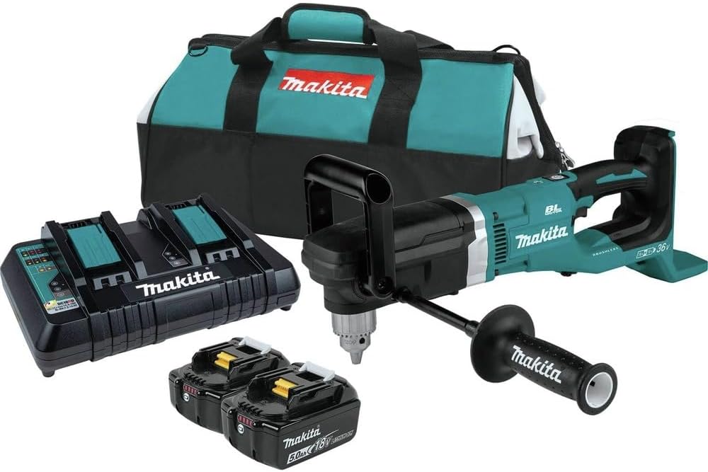 Makita XAD03PT-R 36V (18V X2) LXT Brushless Lithium-Ion 1/2 in. Cordless Right Angle Drill Kit (5 Ah) (Renewed)