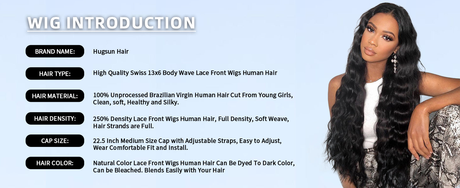 13X6 Body Wave Lace Front Wigs Human Hair 12A 250% Density 30 Inch Lace Frontal Wigs Human Hair Glueless HD Lace Front Wigs Human Hair Natural Color
