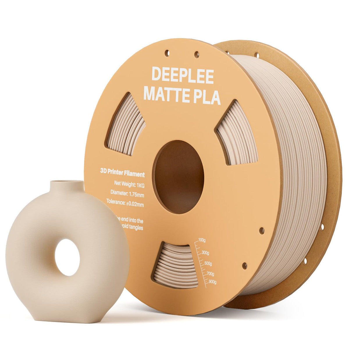 Matte PLA Filament 1.75mm, 3D Printer Filament Dimensional Accuracy +/- 0.02mm, No Clogging, Higher Toughness, Cardboard Spool 3D Filament, 4 Pack Black