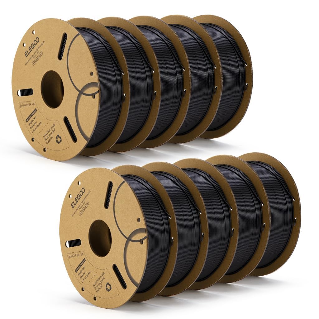 ELEGOO 250g PLA Plus Filament Bundle 1.75mm, 8 Colors 3D Printer Filaments Dimensional Accuracy +/- 0.02mm, 8 Pack 250g Spool, Black/White/Red/Dark Blue/Orange/Yellow/Sky Blue/Sea Green