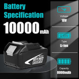 2-Pack 10000mAh High Capacity Replacement for Makita 18V Battery Compatible with Makita 18 Volt Batteries BL1860B BL1850B BL1840B BL1830B BL1815B LXT400 with LED Indicator Cordless Power Tools (Multi)