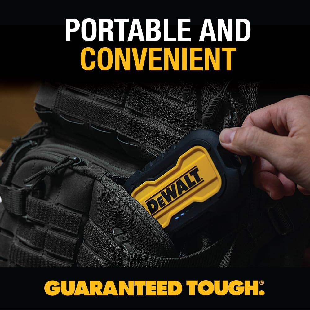 DEWALT Heavy Duty Portable Charger, Power Bank, Travel Worksite 10,000 mAh Battery Pack with USB-C Port for iPhone 17/16 Plus Pro Max, iPhone 15/14/13, Samsung Galaxy