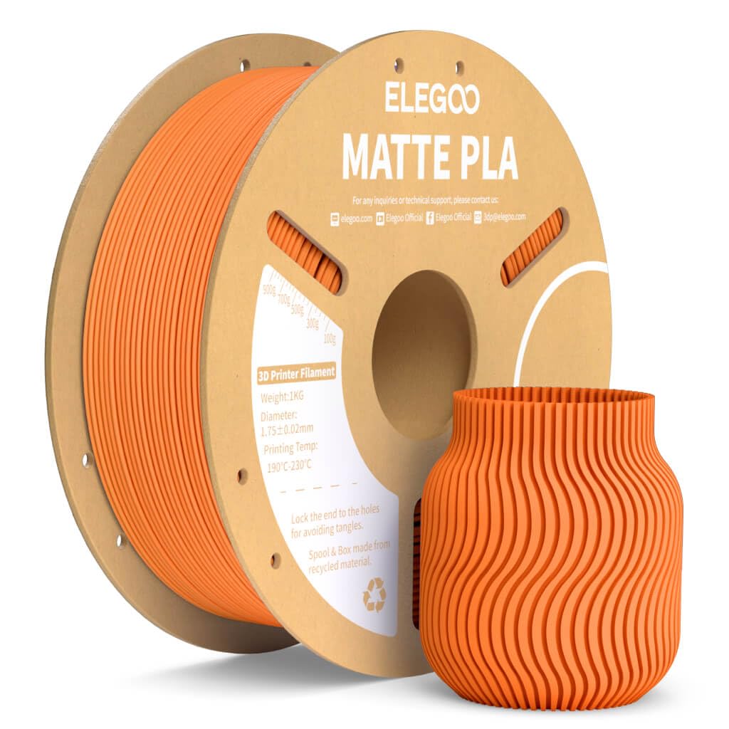ELEGOO Matte PLA 3D Printer Filament Bundle 1.75mm, 8 Colors 250g Spool Dimensional Accuracy +/- 0.02mm, 8 Pack Multicolors Fits for Most FDM 3D Printers
