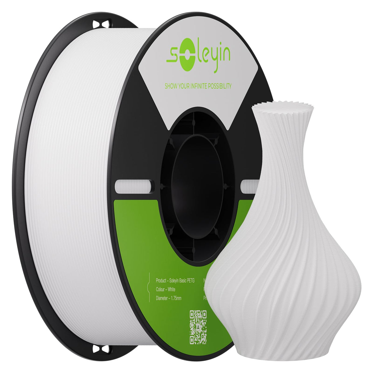 Soleyin PLA Filament 1.75mm 4KG, 3D Printer Filament 4 Pack 1kg Spool, Neatly Wound, ±0.02mm Accuracy, High-Speed & Strong Toughness, No Warping, Fits Most FDM Printers (4 * 1kg Black)