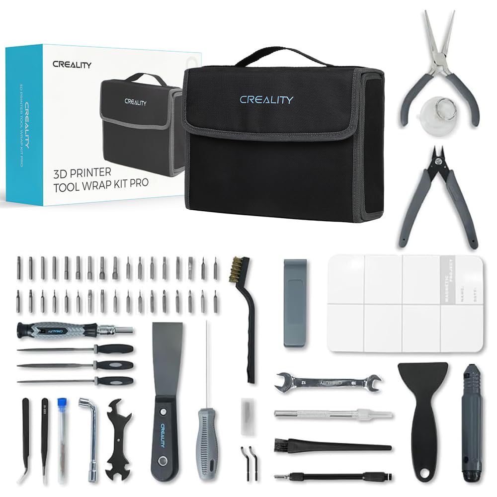 Creality 3D Printer Tools Kit, 74 Pcs 3D Printing Tool Wrap Kit Assembly/Removal/Finishing/Deburring/Filament Cutting/Nozzle Cleaning/Printing Model Tool, 3D Printer Accessories for All FDM Printers