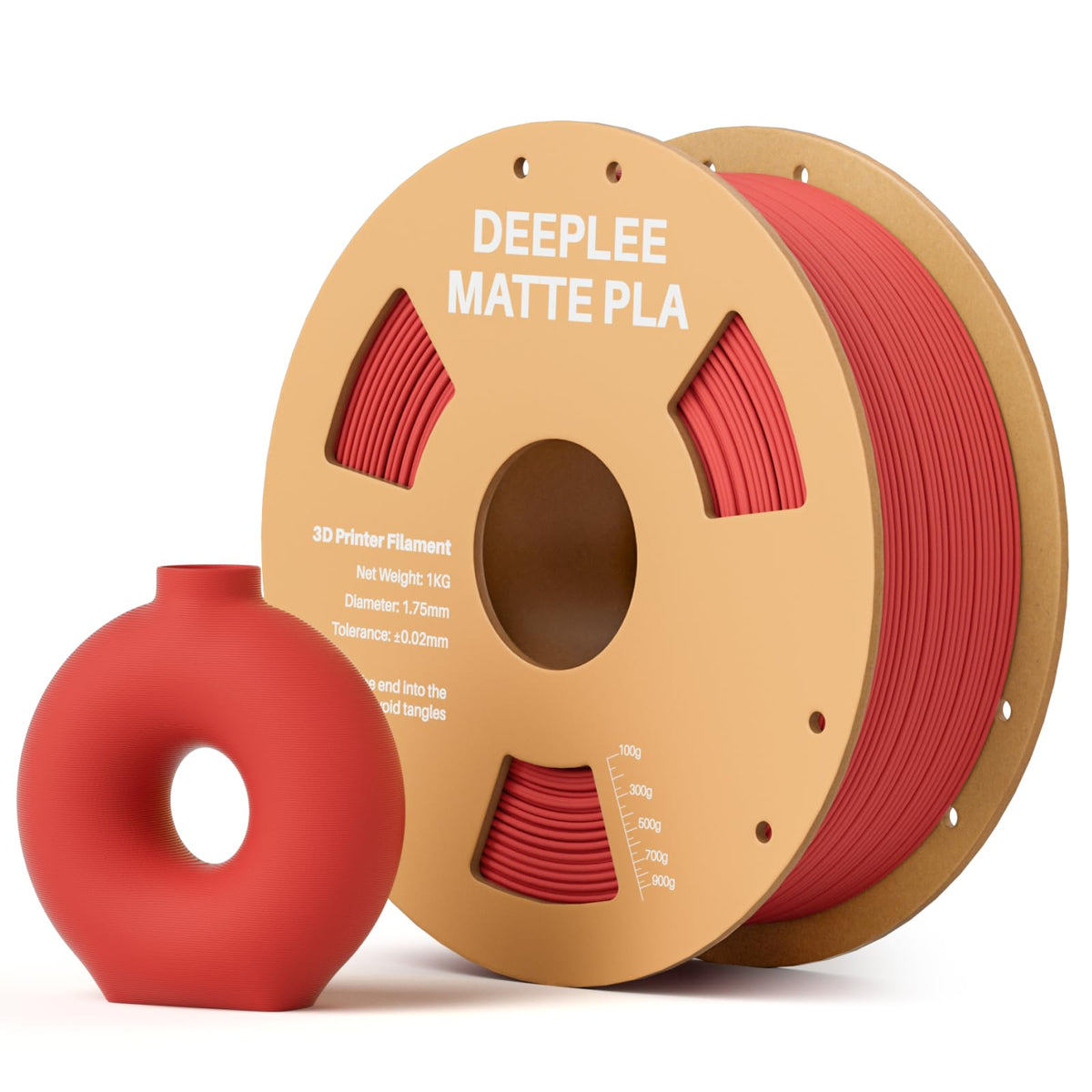 Matte PLA Filament 1.75mm, 3D Printer Filament Dimensional Accuracy +/- 0.02mm, No Clogging, Higher Toughness, Cardboard Spool 3D Filament, 4 Pack Black