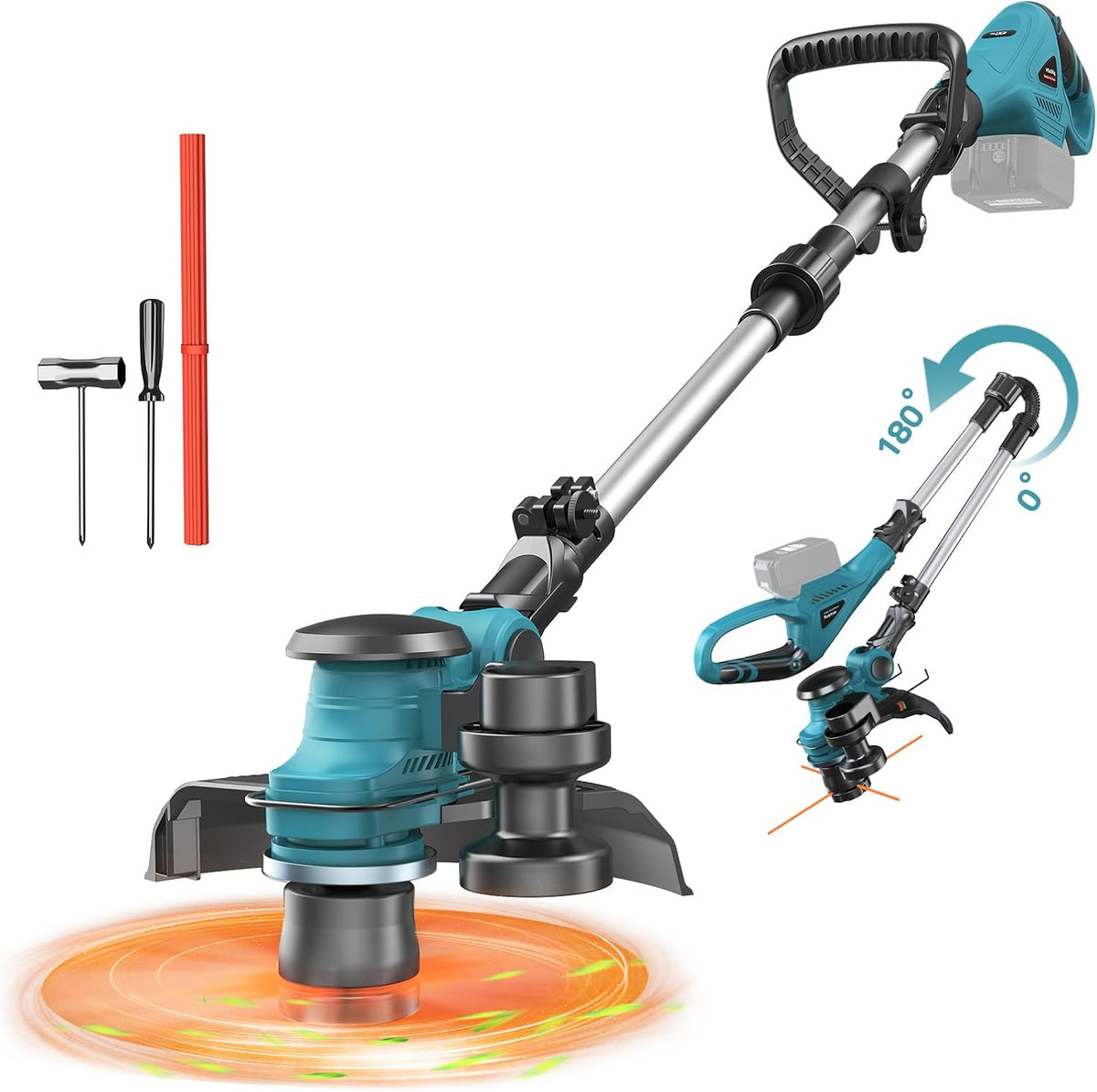Cordless String Trimmer Compatible with Makita 18V (Tool Only), Weed Eater with Brushless Motor & Battery Level Display, 3 in 1 Electric Weed Wacker/Edger Trimmer/Lawn Mower for Yard Garden, Blue