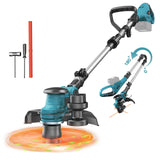 Cordless String Trimmer Compatible with Makita 18V (Tool Only), Weed Eater with Brushless Motor & Battery Level Display, 3 in 1 Electric Weed Wacker/Edger Trimmer/Lawn Mower for Yard Garden, Blue