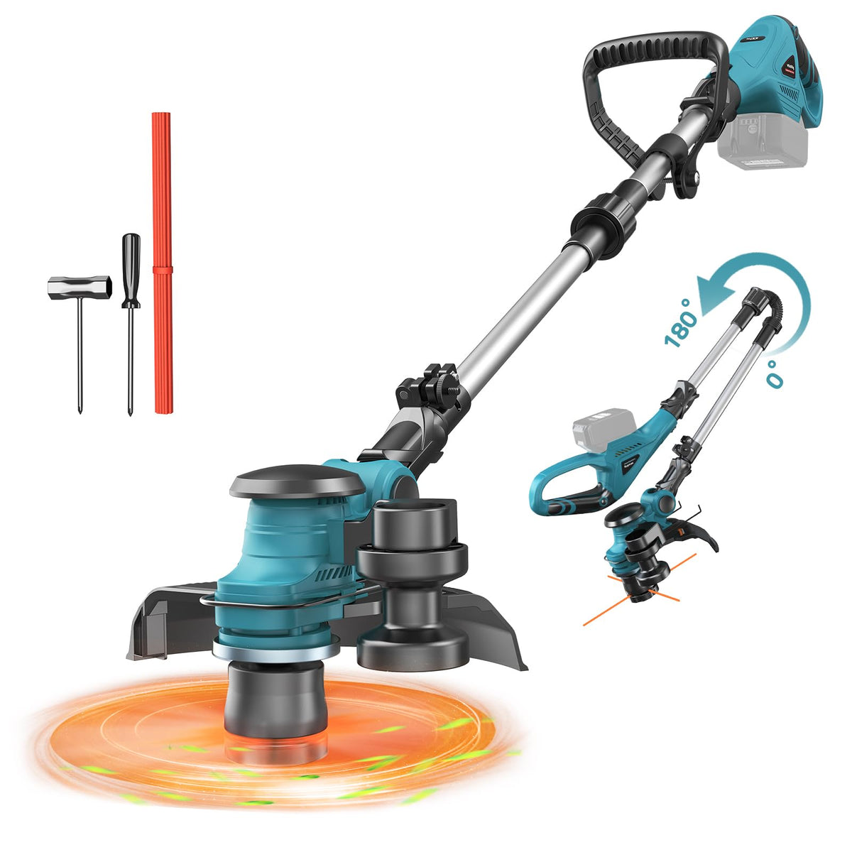 Cordless String Trimmer Compatible with Makita 18V (Tool Only), Weed Eater with Brushless Motor & Battery Level Display, 3 in 1 Electric Weed Wacker/Edger Trimmer/Lawn Mower for Yard Garden, Blue