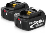 2-Pack 10000mAh High Capacity Replacement for Makita 18V Battery Compatible with Makita 18 Volt Batteries BL1860B BL1850B BL1840B BL1830B BL1815B LXT400 with LED Indicator Cordless Power Tools (Multi)