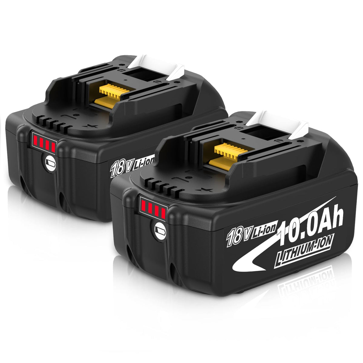 2-Pack 10000mAh High Capacity Replacement for Makita 18V Battery Compatible with Makita 18 Volt Batteries BL1860B BL1850B BL1840B BL1830B BL1815B LXT400 with LED Indicator Cordless Power Tools (Multi)