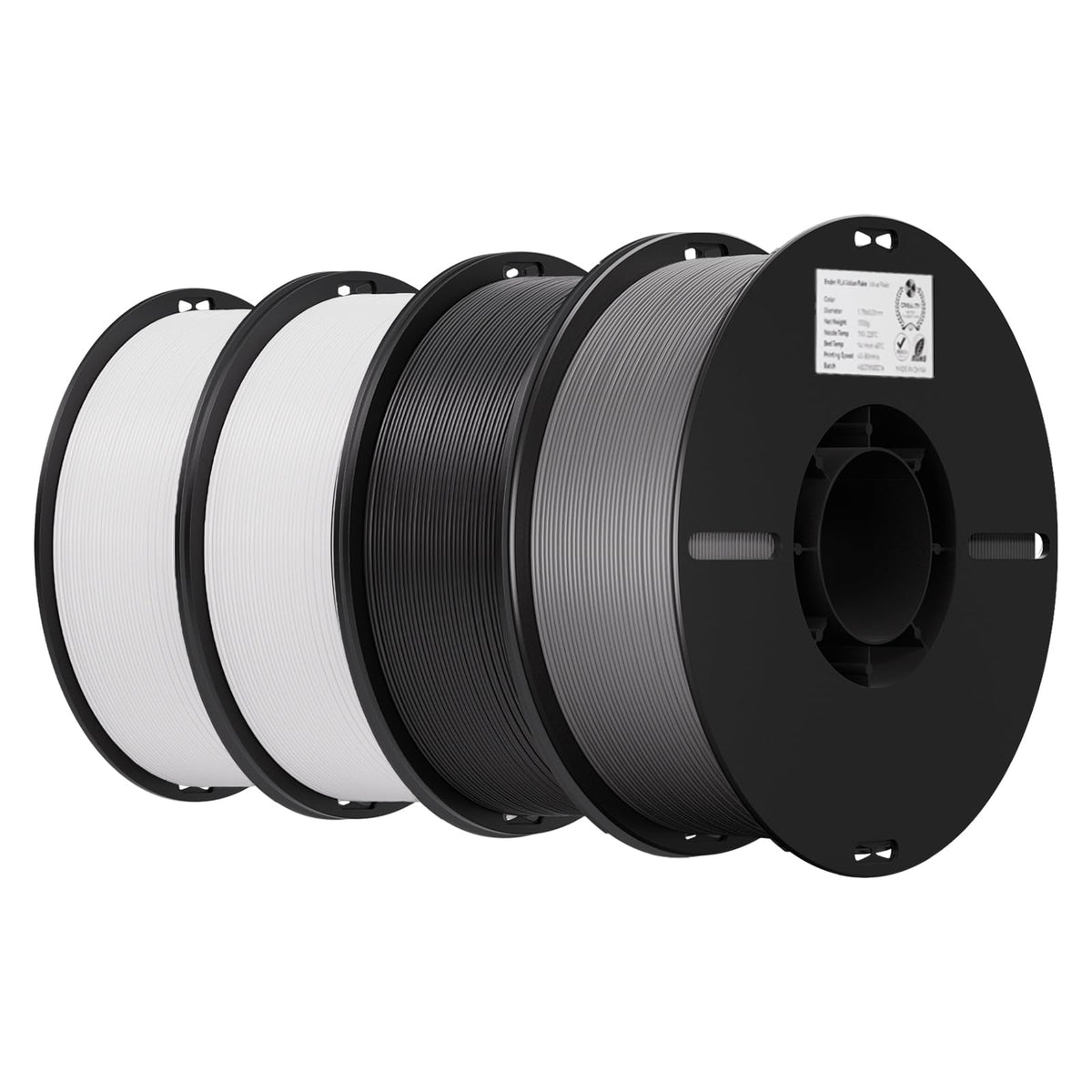 Creality 3D Printer Filament 1.75mm 4KG, PLA Filament Bulk +/- 0.02mm, 4 Pack 1kg Spool(2.2lbs) 3D Printing Filament Fits for Most FDM 3D Printers, 4 White