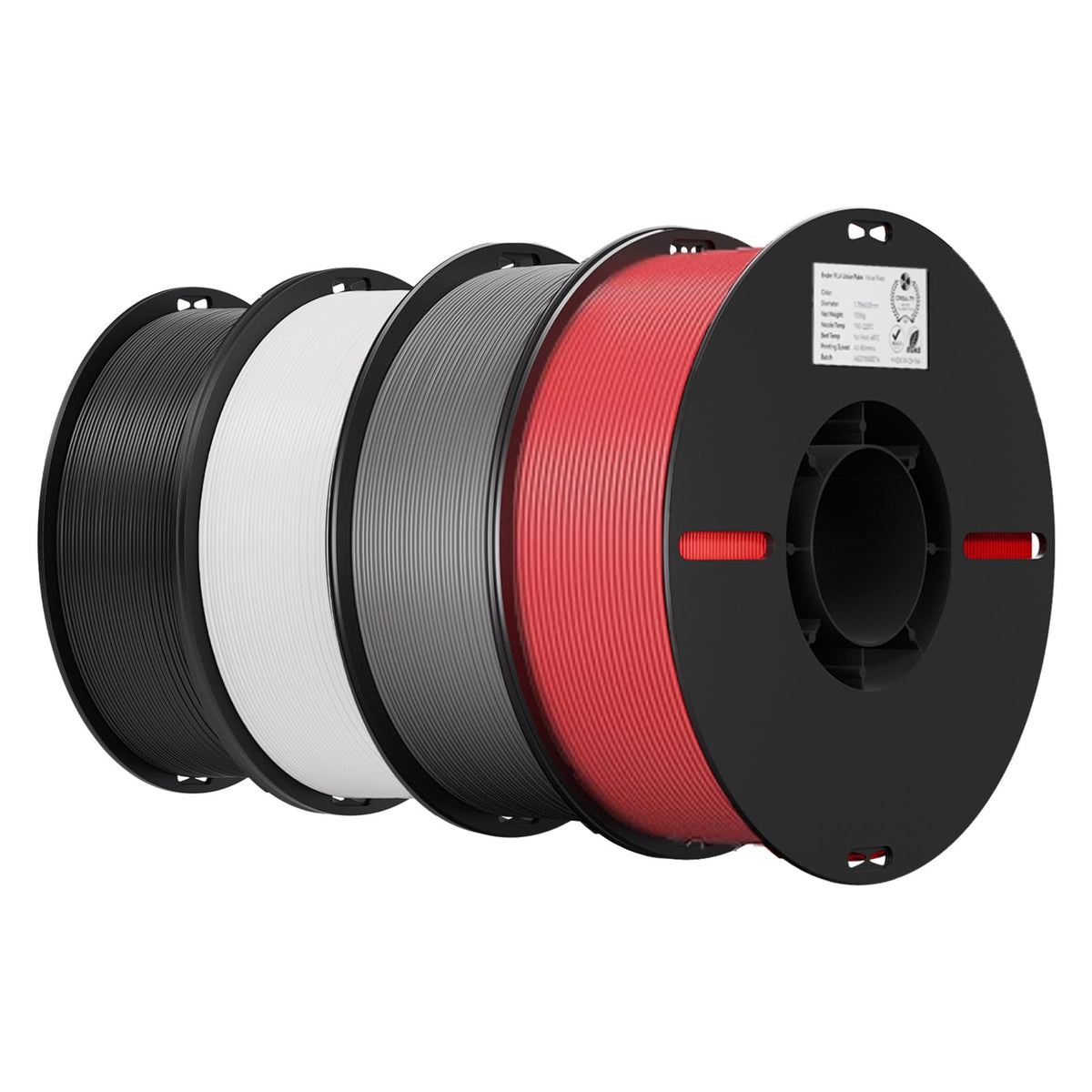 Creality 3D Printer Filament 1.75mm 4KG, PLA Filament Bulk +/- 0.02mm, 4 Pack 1kg Spool(2.2lbs) 3D Printing Filament Fits for Most FDM 3D Printers, Black White Blue Red