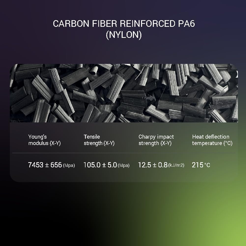 Polymaker Fiberon PA6-CF20 Carbon Fiber Nylon Filament 1.75mm Black 0.5kg, Fiberon PA6-CF20 Nylon Warp Free 1.75mm 3D Printing Filament