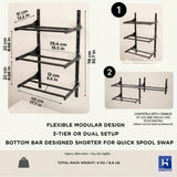 3D Printer Filament Storage Rack, Studio,Office Workshop 3-Tier Wall-Mounted Space Saving Holder, Modular Metal Spool Shelf Organizer, for PLA/ABS/TPU Rolls
