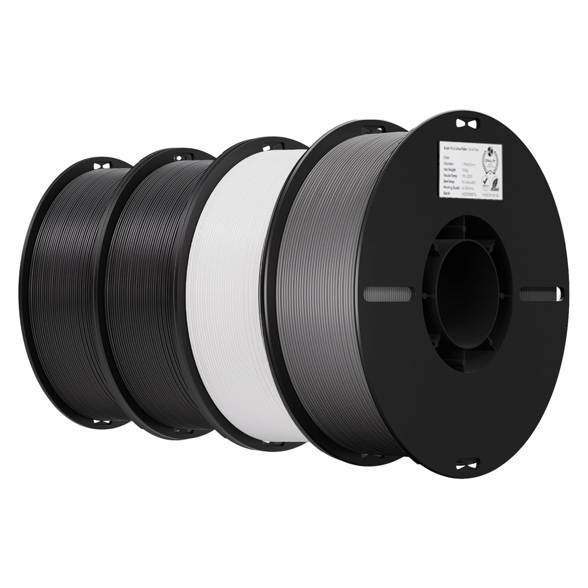 Creality 3D Printer Filament 1.75mm 4KG, PLA Filament Bulk +/- 0.02mm, 4 Pack 1kg Spool(2.2lbs) 3D Printing Filament Fits for Most FDM 3D Printers, Black White Blue Red