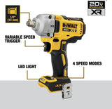 DEWALT 20V MAX Cordless Impact Wrench, 1/2' Hog Ring, Includes LED Work Light and Belt Clip, Bare Tool Only (DCF891B)