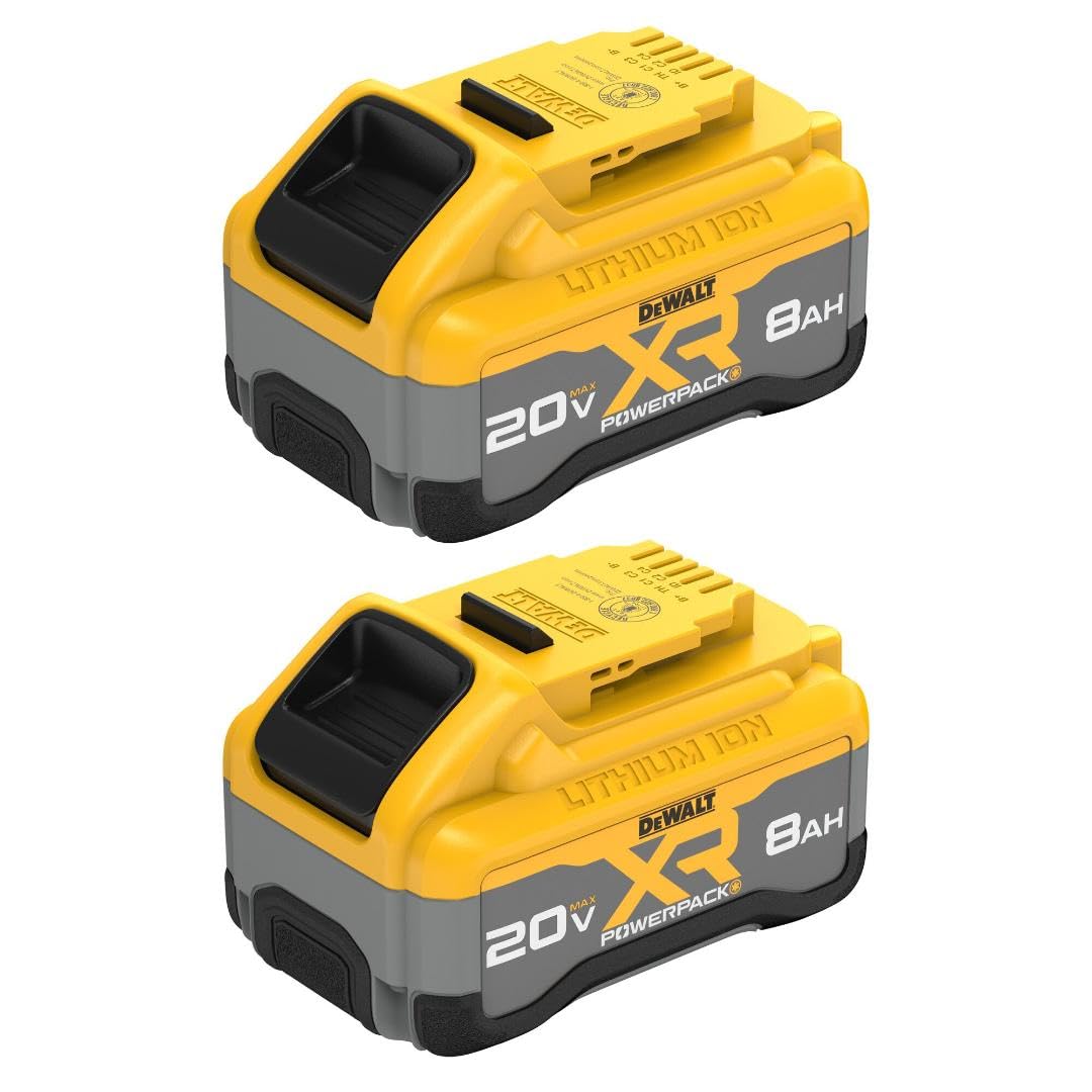 DEWALT 20V MAX XR Battery 6 Ah Lithium Ion, 2-Pack, Premium High Capacity Long Lasting Cordless Tool Battery Packs (DCB206-2)
