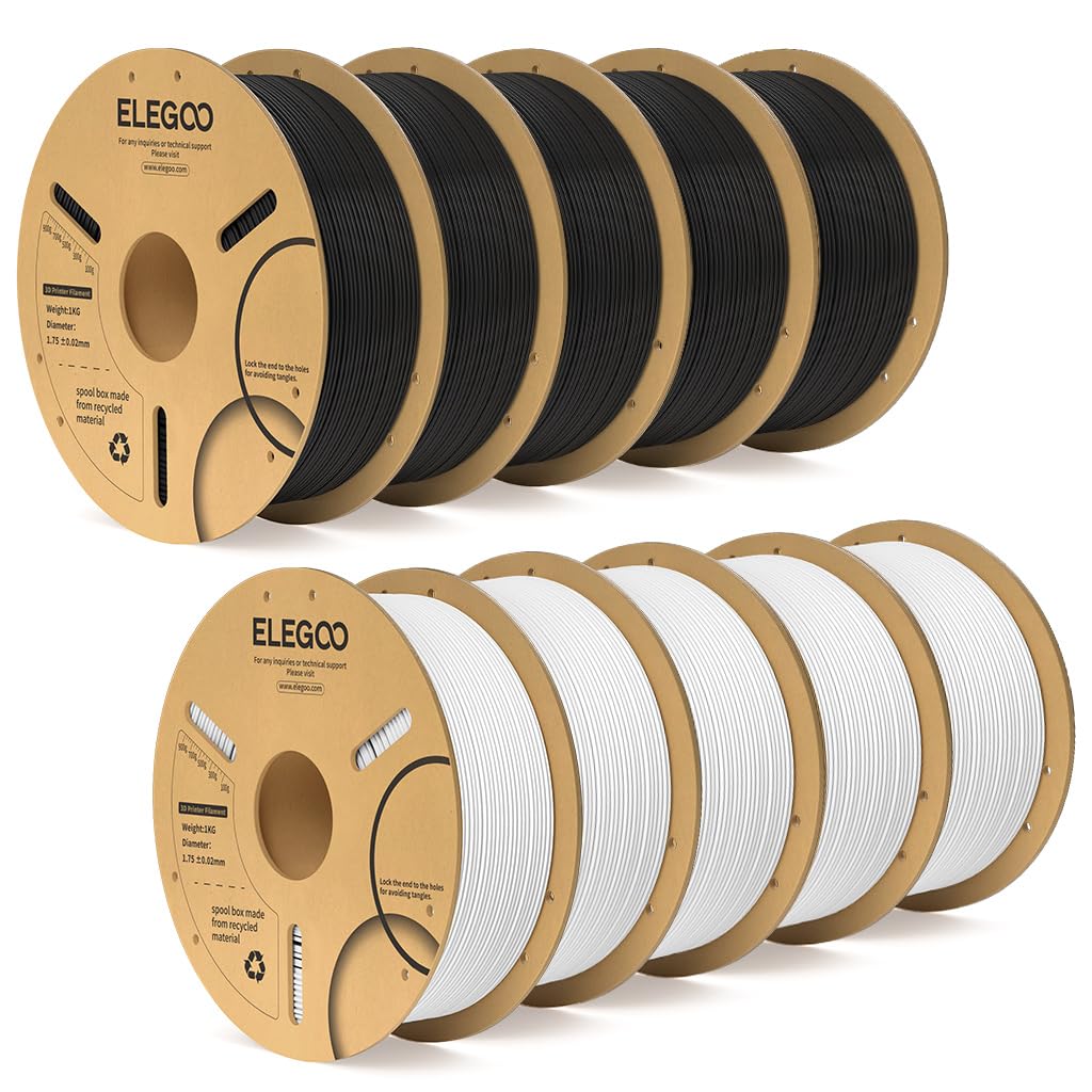 ELEGOO 250g PLA Plus Filament Bundle 1.75mm, 8 Colors 3D Printer Filaments Dimensional Accuracy +/- 0.02mm, 8 Pack 250g Spool, Black/White/Red/Dark Blue/Orange/Yellow/Sky Blue/Sea Green