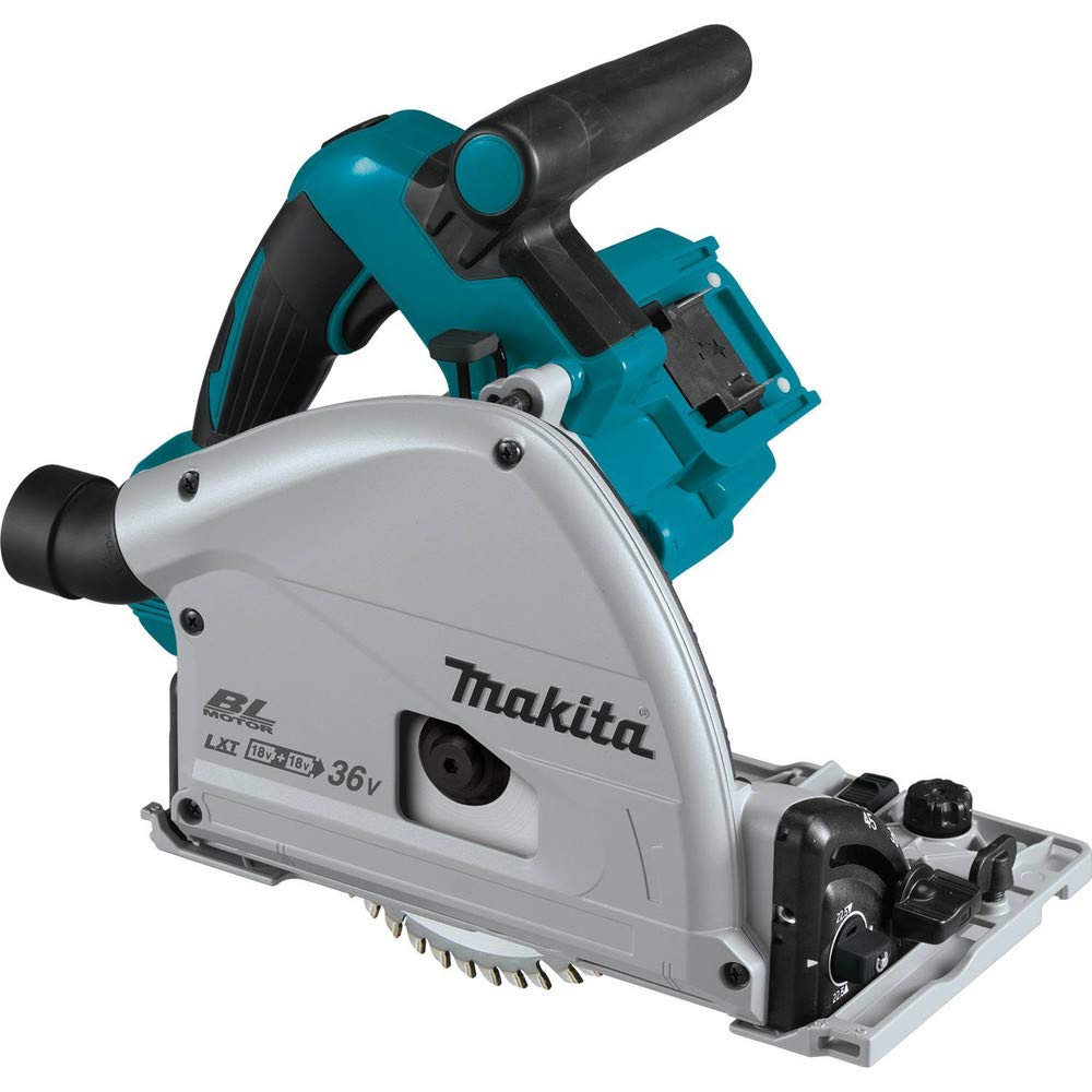 Makita XPS01PTJ 18-Volt X2 LXT Lithium-Ion (36V) Brushless Cordless 6-1/2 inch Plunge Circular Saw Kit (5.0Ah) with 199140-0 39 inch Guide Rail(Sold separately)