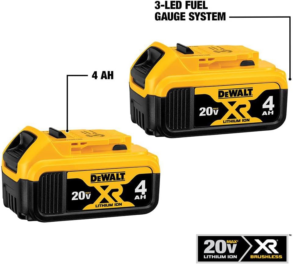 DEWALT 20V MAX* XR Battery, 4.0-Ah, 2-Pack (DCB204-2), Black
