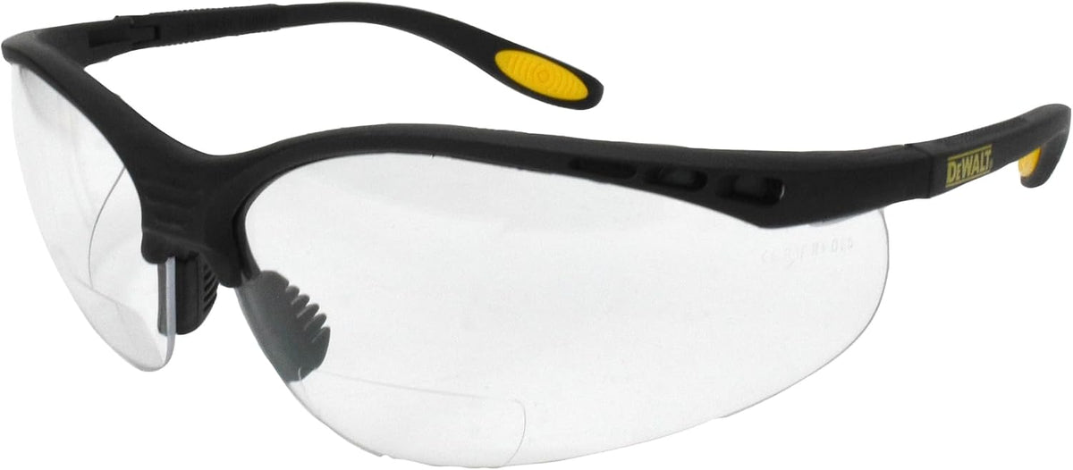DEWALT DPG59 Reinforcer Rx-Bifocal High Performance Protective Eyeware with Rubber Temples and Protective Eyeglass Sleeve - Clear Lens, 1.5 Diopter