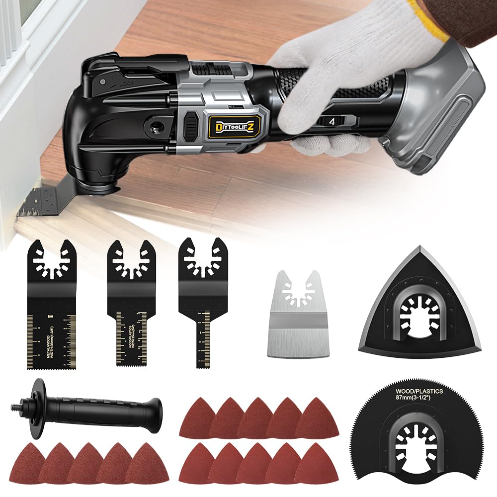 Cordless Oscillating Tool Compatible with Makita 18V Battery(Not Include Battery), 21,000 OPM Brushless 18V Oscillating Multi-tool with 6 Speed, LED Light, DIYtoolifz 4.5° Oscillating Tool for Cutting
