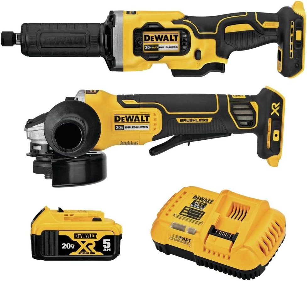 DEWALT 20V MAX Angle Grinder and Die Grinder, Cordless 2-Tool Set with Battery and Charger (DCK203P1)