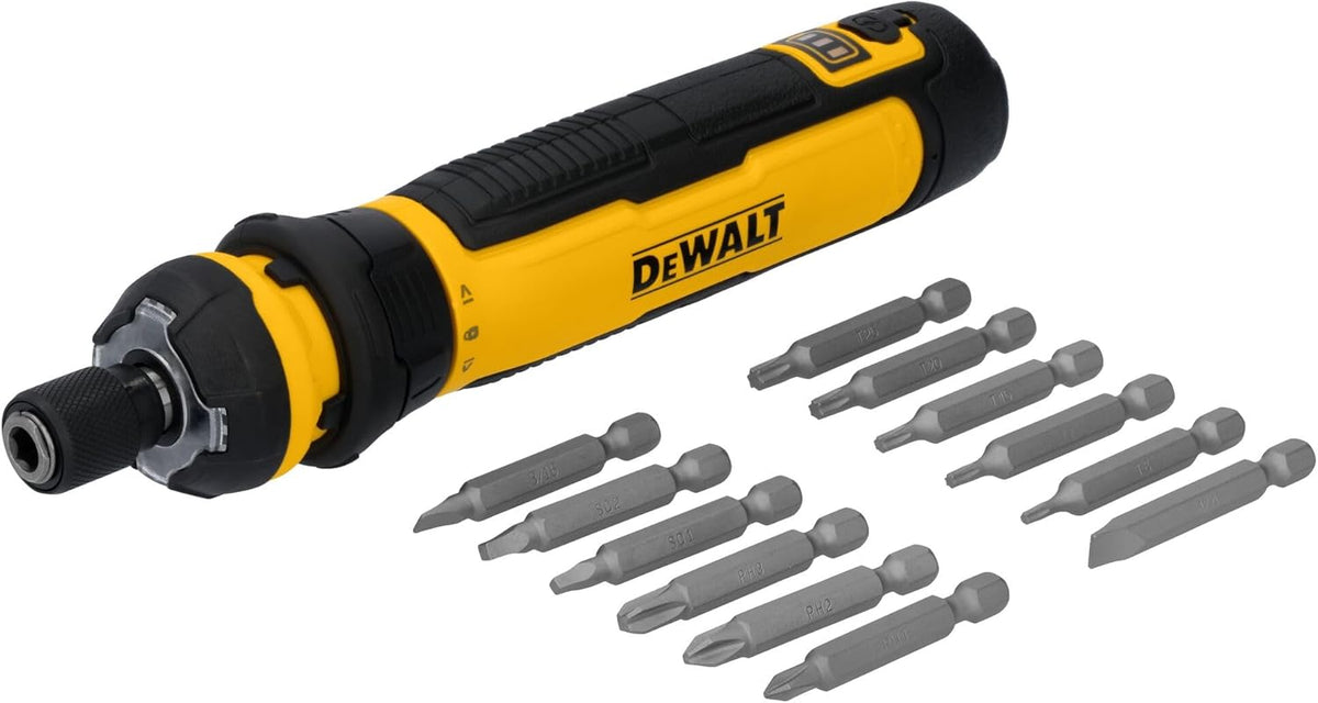 DEWALT Cordless Screwdriver, 4V USB Rechargeable Electric Screwdriver with 12 pcs Screwdriver Bit Set, LED Light, FLEXDRIVE Control, Compact, Ergonomic (DWHT66719)
