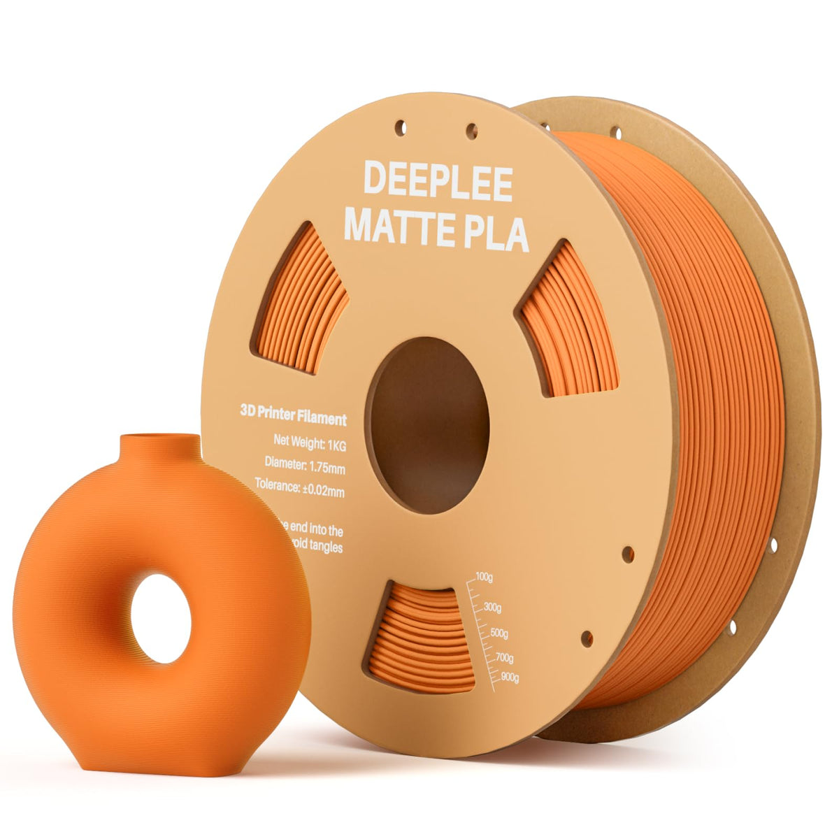 Matte PLA Filament 1.75mm, 3D Printer Filament Dimensional Accuracy +/- 0.02mm, No Clogging, Higher Toughness, Cardboard Spool 3D Filament, 4 Pack Black
