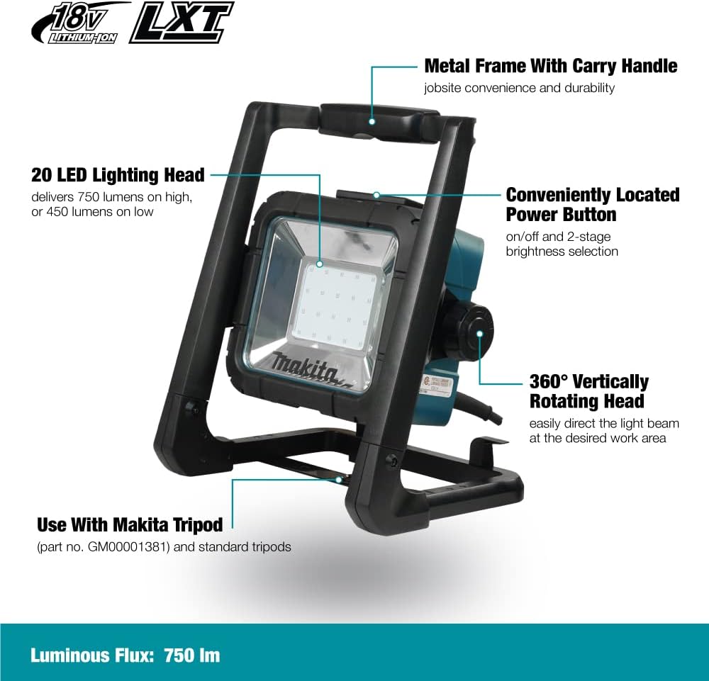 Makita DML805 18V LXT Lithium-Ion Cordless/Corded 20 L.E.D. Flood Light, Only