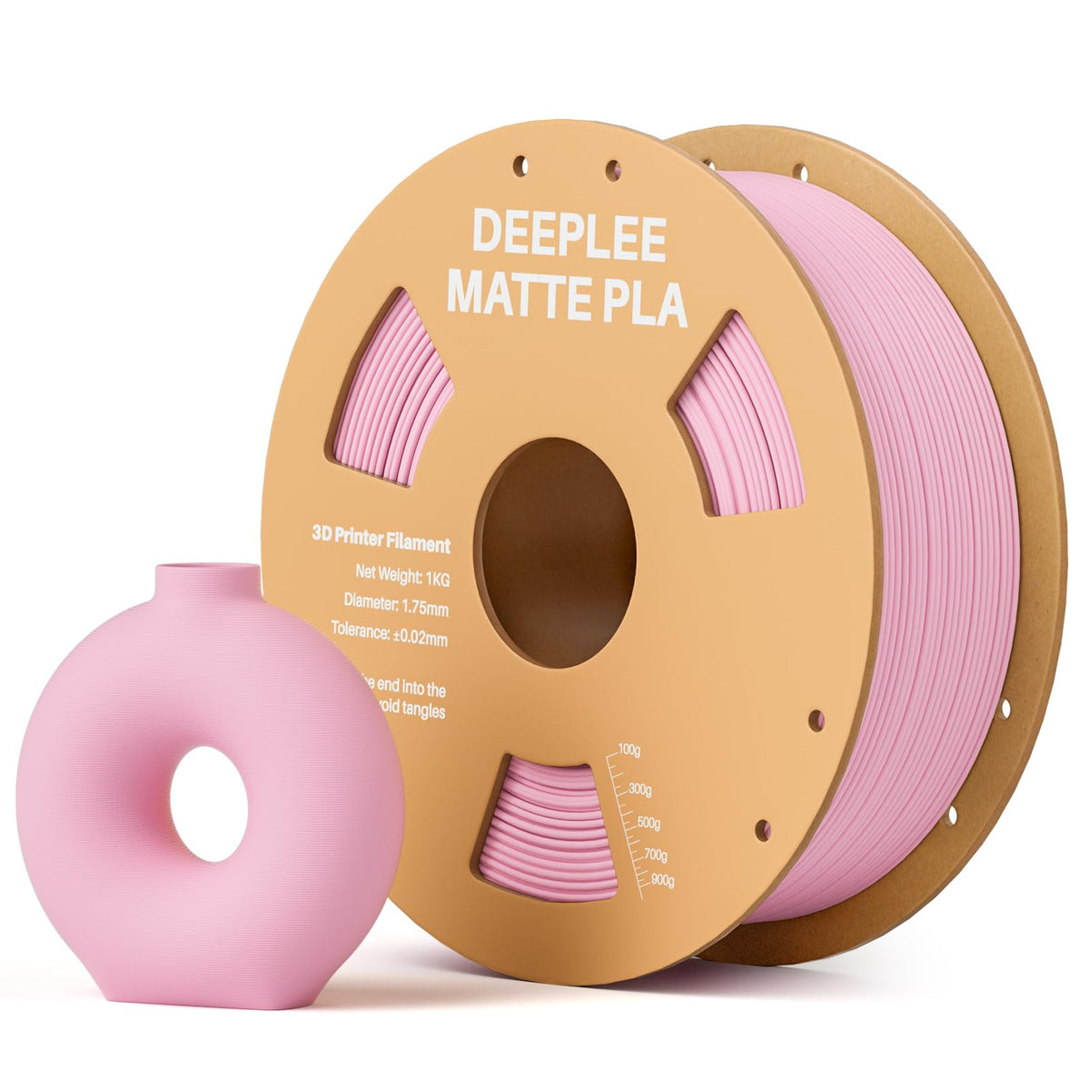 Matte PLA Filament 1.75mm, 3D Printer Filament Dimensional Accuracy +/- 0.02mm, No Clogging, Higher Toughness, Cardboard Spool 3D Filament, 4 Pack Black