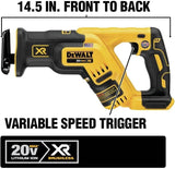DEWALT 20V MAX XR Reciprocating Saw Cordless, Brushless, Compact,Variable Speed, Pivoting Head, LED Light, Tool Only (DCS367B)