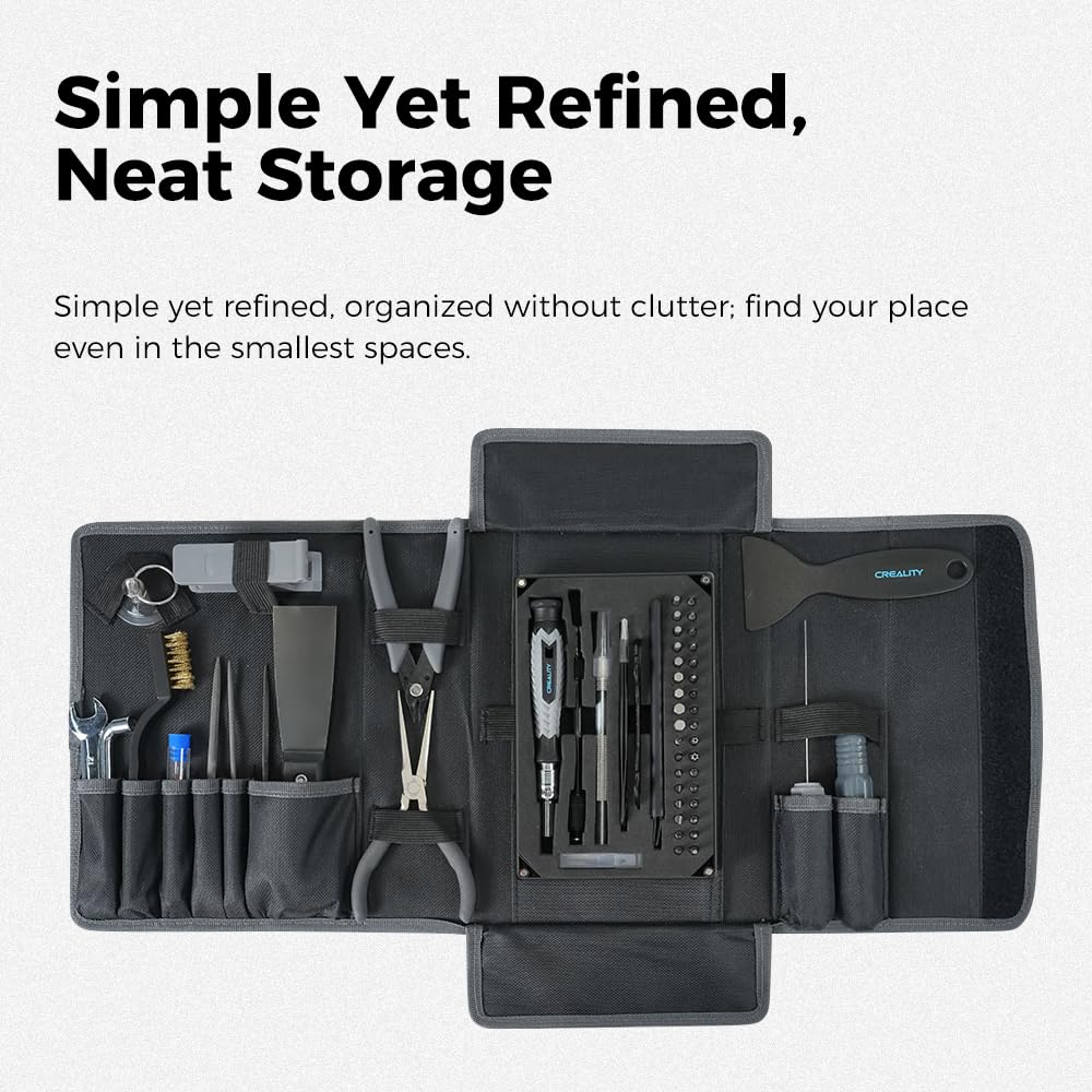 Creality 3D Printer Tools Kit, 74 Pcs 3D Printing Tool Wrap Kit Assembly/Removal/Finishing/Deburring/Filament Cutting/Nozzle Cleaning/Printing Model Tool, 3D Printer Accessories for All FDM Printers