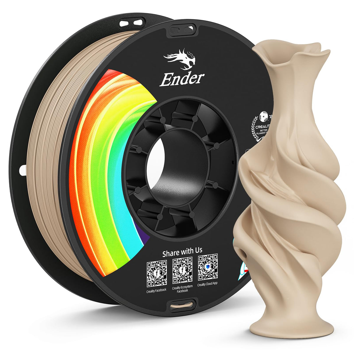 Creality Matte PLA Plus Filament 1.75mm, Low Warping, Minimal Layer Lines, Dimensional Accuracy +/- 0.02mm, 4kg (8.8lb) 3D Printer PLA+ Filament Bundle, Matte Black (4 Pack)