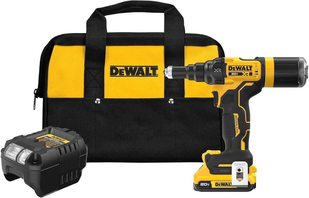 DEWALT 20V MAX XR Cordless Rivet Tool, 3/16", Battery and Charger Included (DCF403D1)
