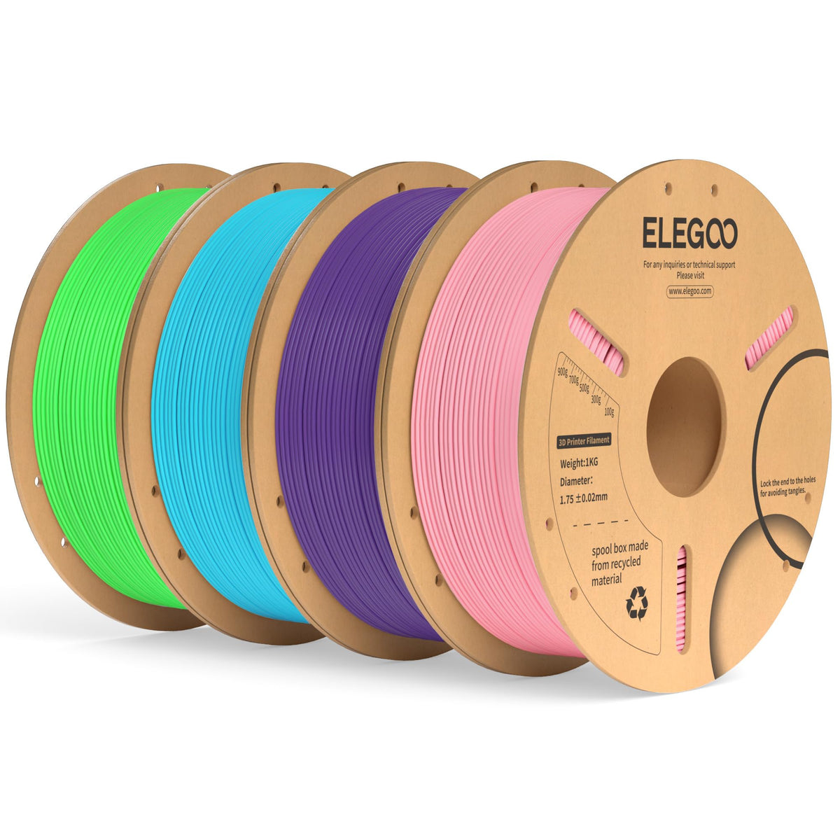 ELEGOO 250g PLA Plus Filament Bundle 1.75mm, 8 Colors 3D Printer Filaments Dimensional Accuracy +/- 0.02mm, 8 Pack 250g Spool, Black/White/Red/Dark Blue/Orange/Yellow/Sky Blue/Sea Green