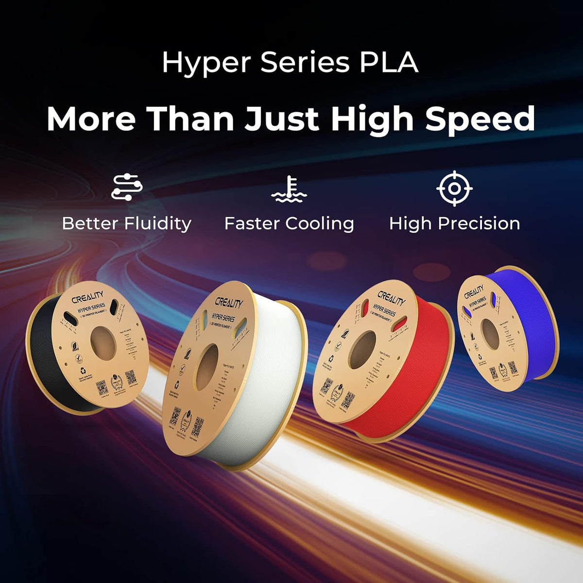 Creality PLA Filament 1.75mm Yellow, 1kg(2.2lbs)/Spool 3D Printer Filament PLA Designed for High Speed 30-600mm/s, Hyper PLA Filament Dimensional Accuracy +/- 0.03 mm, Fits for 3D Printers