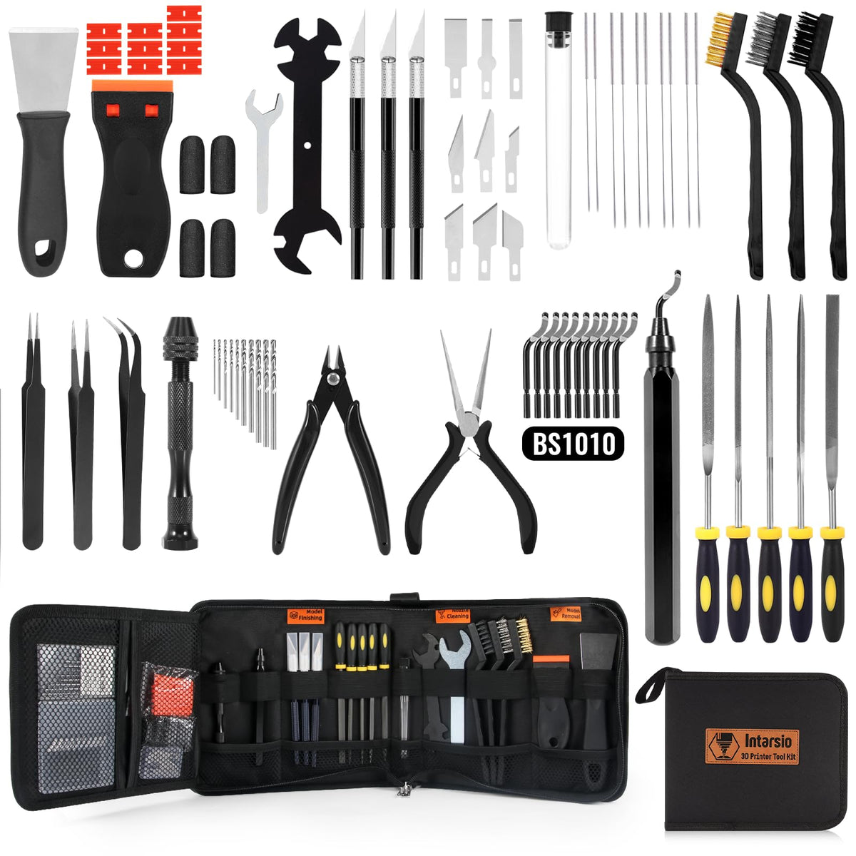 76pcs 3D Printer Tools Kit with Bag, 3D Printer Accessories includes Digital Caliper, Hygrometer, PTFE Tube Kit, Deburring Tool, Scrapers, Nozzle Cleaning, for Bambu Lab, Ender 3, FDM/SLA Printers etc