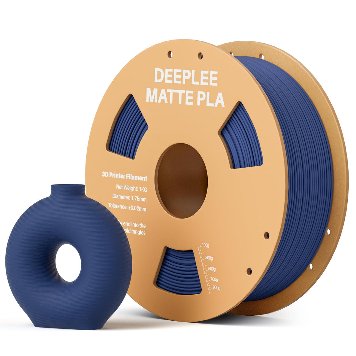 Matte PLA Filament 1.75mm, 3D Printer Filament Dimensional Accuracy +/- 0.02mm, No Clogging, Higher Toughness, Cardboard Spool 3D Filament, 4 Pack Black