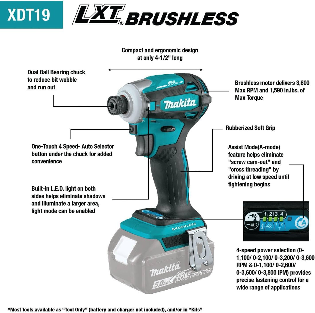 Makita XT288T 18V LXT® Lithium-Ion Brushless Cordless 2-Pc. Combo Kit (5.0Ah)
