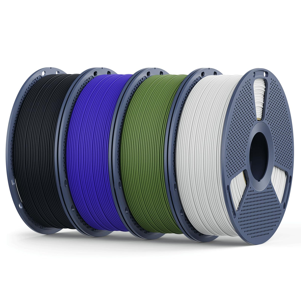 Matte PLA Filament 1.75mm, 4kg(8.8lbs) SUNLU 3D Printer Filament, Matte Surface Texture, No Clogging, Less Brittle, Black+White+Klein Blue+Olive Green