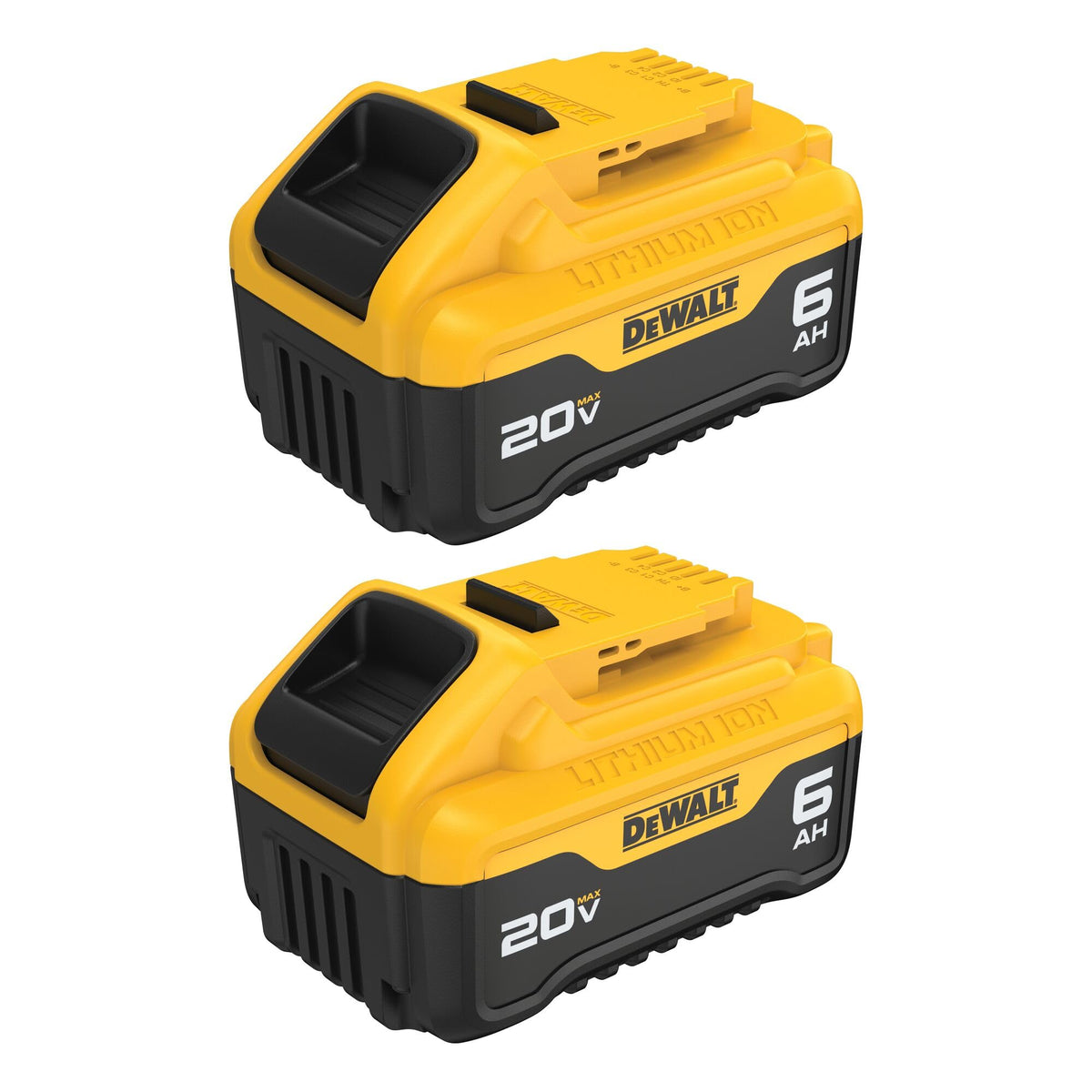 DEWALT 20V MAX XR Battery 6 Ah Lithium Ion, 2-Pack, Premium High Capacity Long Lasting Cordless Tool Battery Packs (DCB206-2)