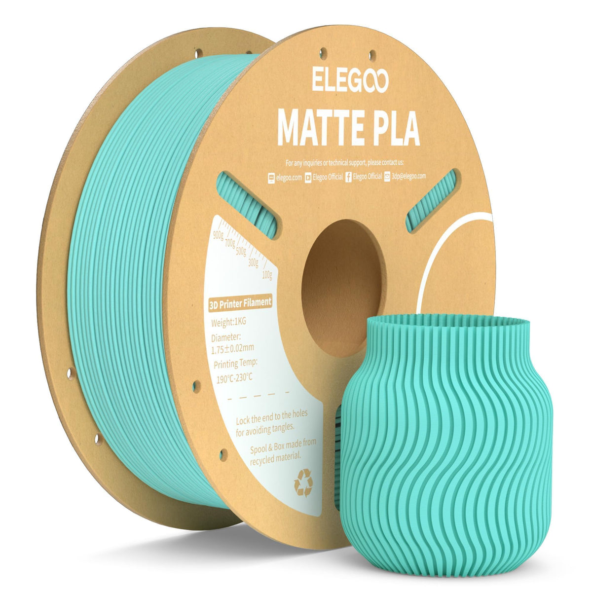 ELEGOO Matte PLA 3D Printer Filament Bundle 1.75mm, 8 Colors 250g Spool Dimensional Accuracy +/- 0.02mm, 8 Pack Multicolors Fits for Most FDM 3D Printers